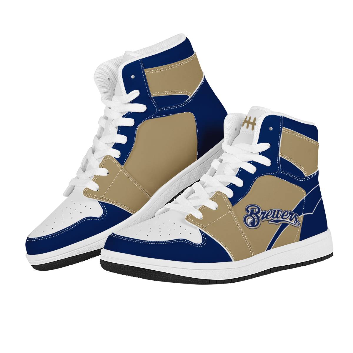 Women's Milwaukee Brewers High Top Leather AJ1 Sneakers 003
